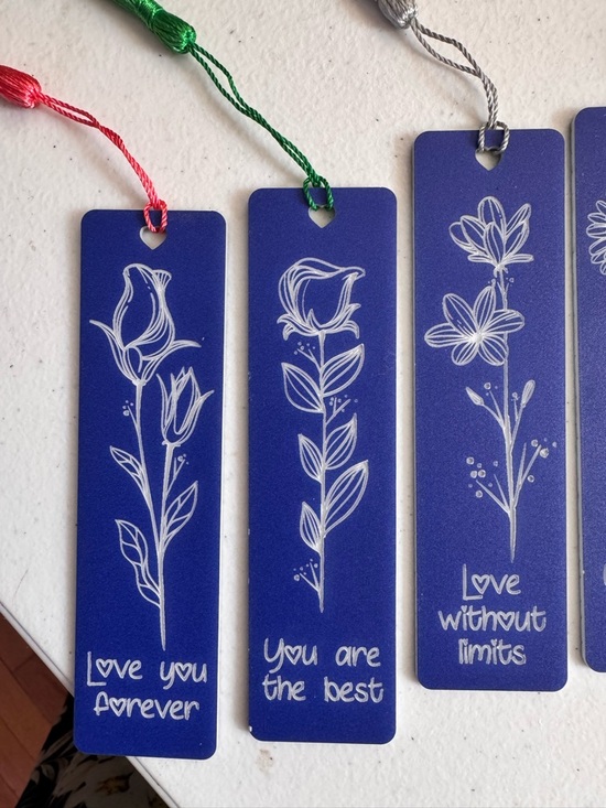 Handmade Accessories - 3 Hand crafted by me Engraved Bookmarks choice of lavender, blue, or red.